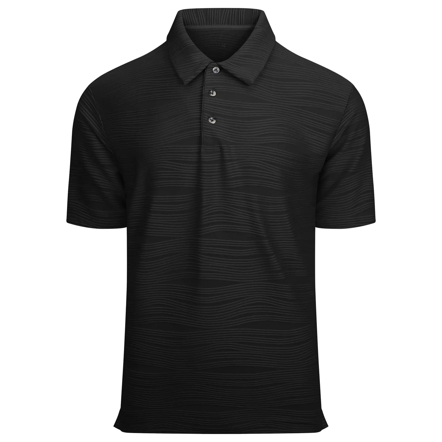 Esabel.C Men’s Black Knit Polo – Short Sleeve Casual Shirt (L)
