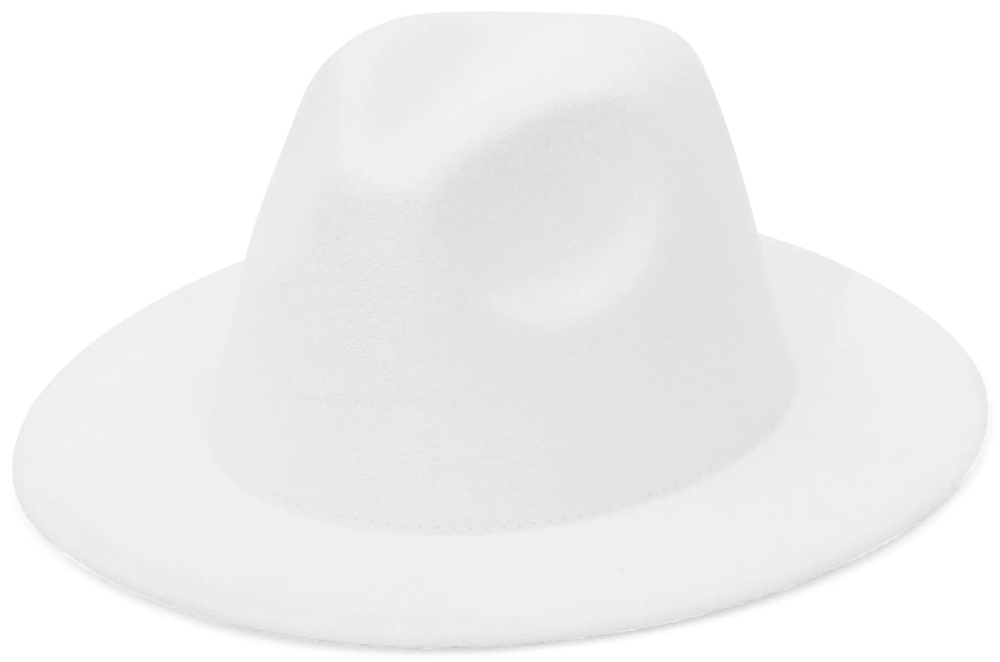 EOZY Unisex Wide-Brim Fedora Panama Hat, White