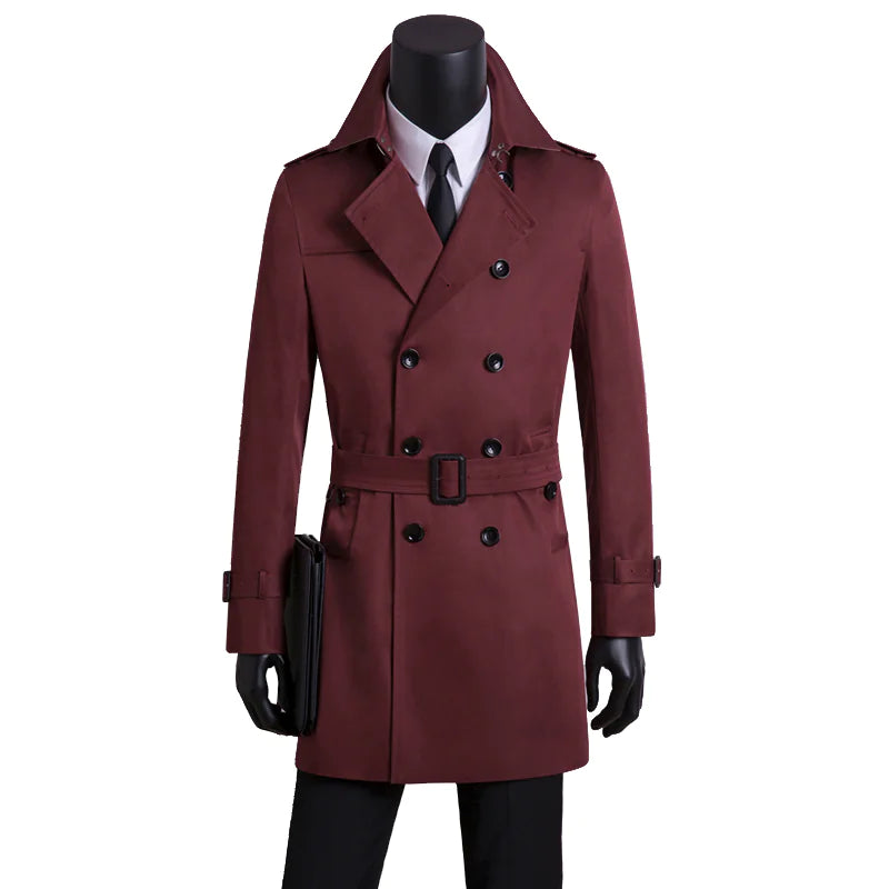 Men's Slim Fit Long Trench Coat