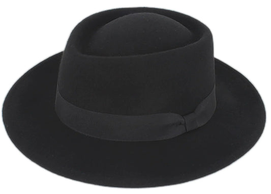Classic Wide-Brim Wool Felt Fedora – Flat-Top Pork Pie & Boater Hat for Women & Men