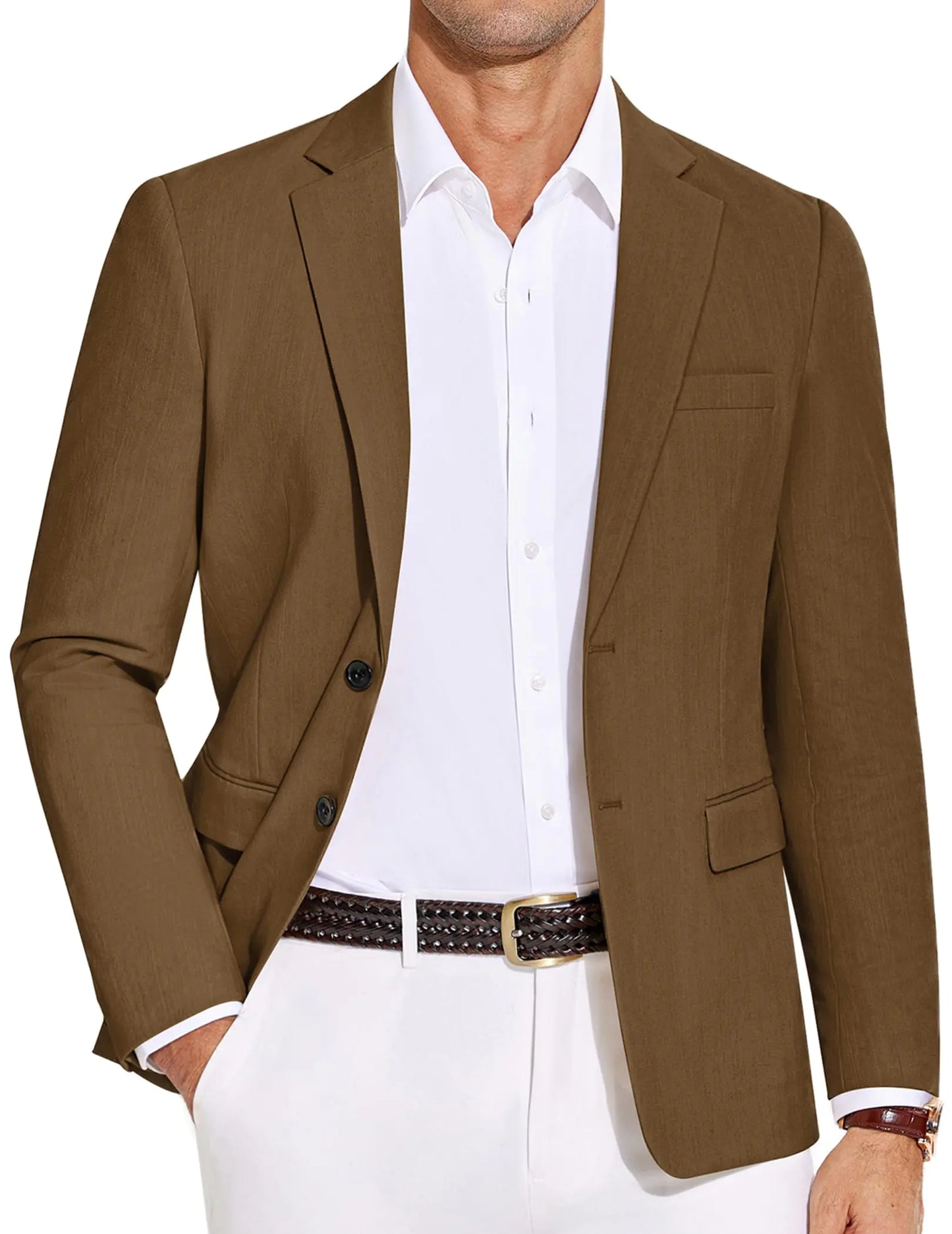 Mens Casual Blazer Lightweight Slim Fit Suit Jacket Two Button