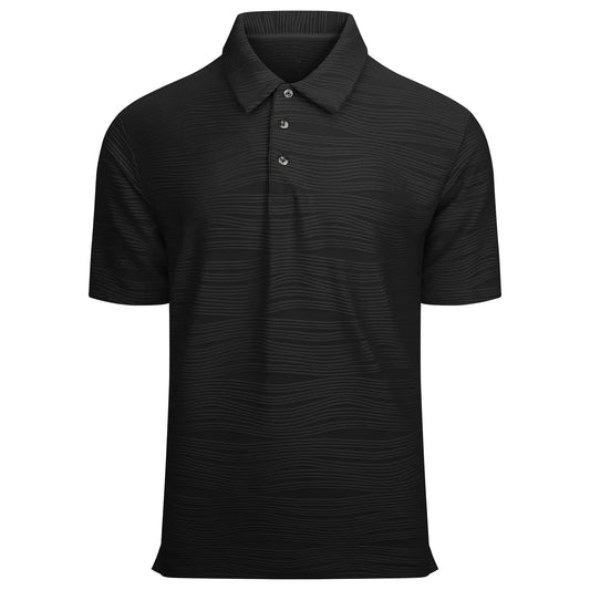 Esabel.C Men’s Black Knit Polo – Short Sleeve Casual Shirt (L)