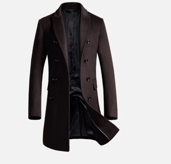 Slim Fit Men's Woolen Trench Coat