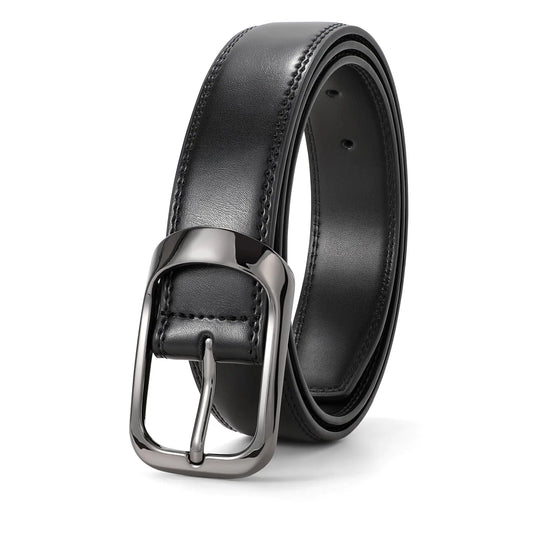 Men’s Black Leather Belt – JASGOOD, Perfect for Jeans, Business, and Formal Occasions
