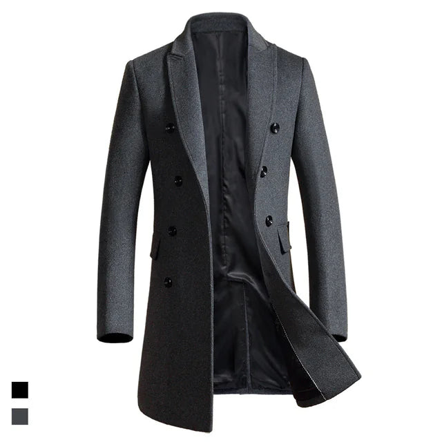 Slim Fit Men's Woolen Trench Coat