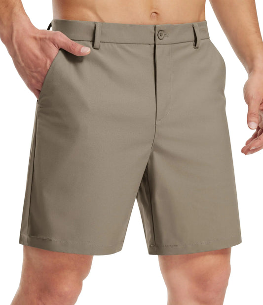 Libin Men’s 7” Stretch Golf & Casual Shorts – Taupe